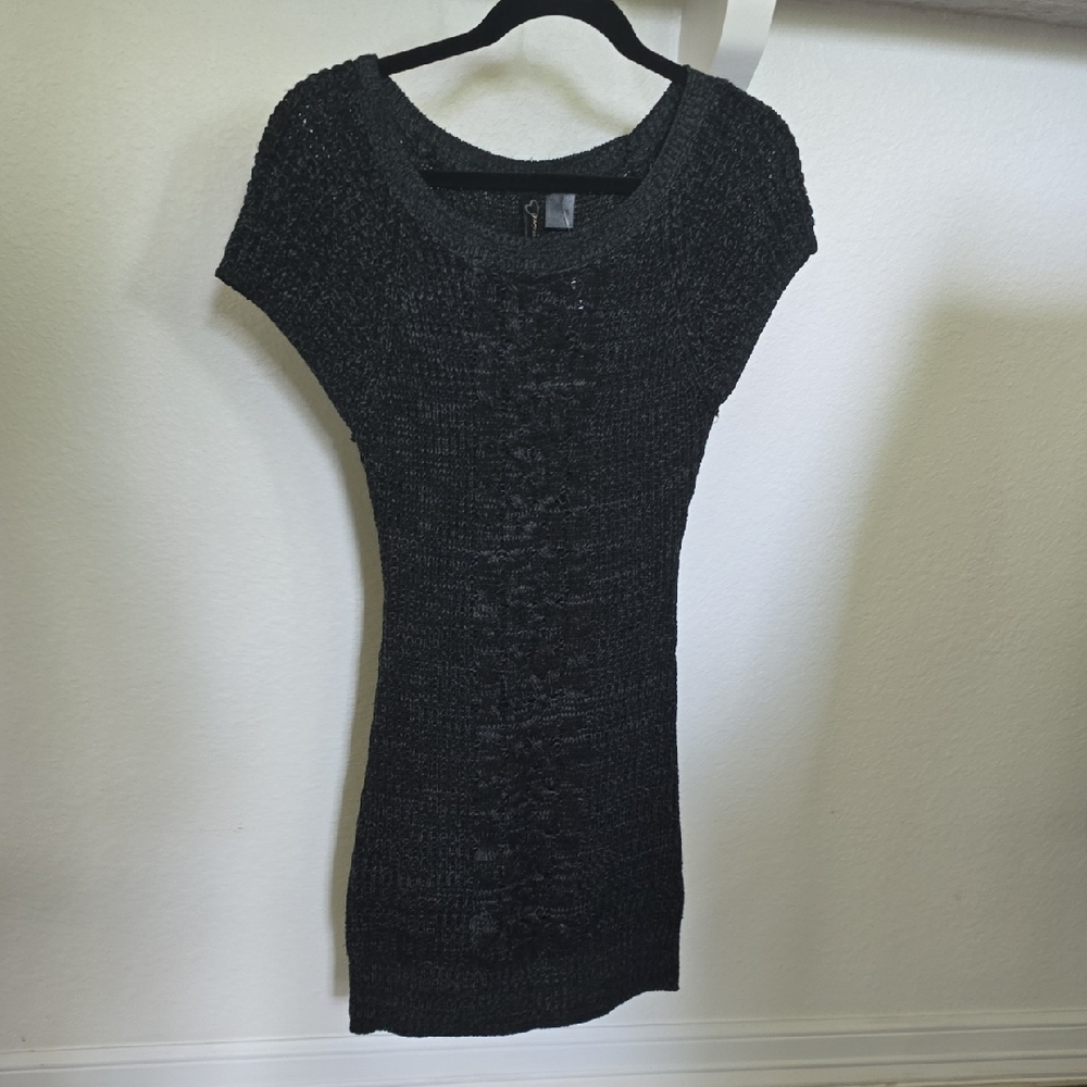 Charcoal Mini Sweater Dress By Red Paint Sz S 0135